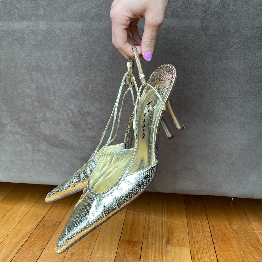 Nina gold slip on heel